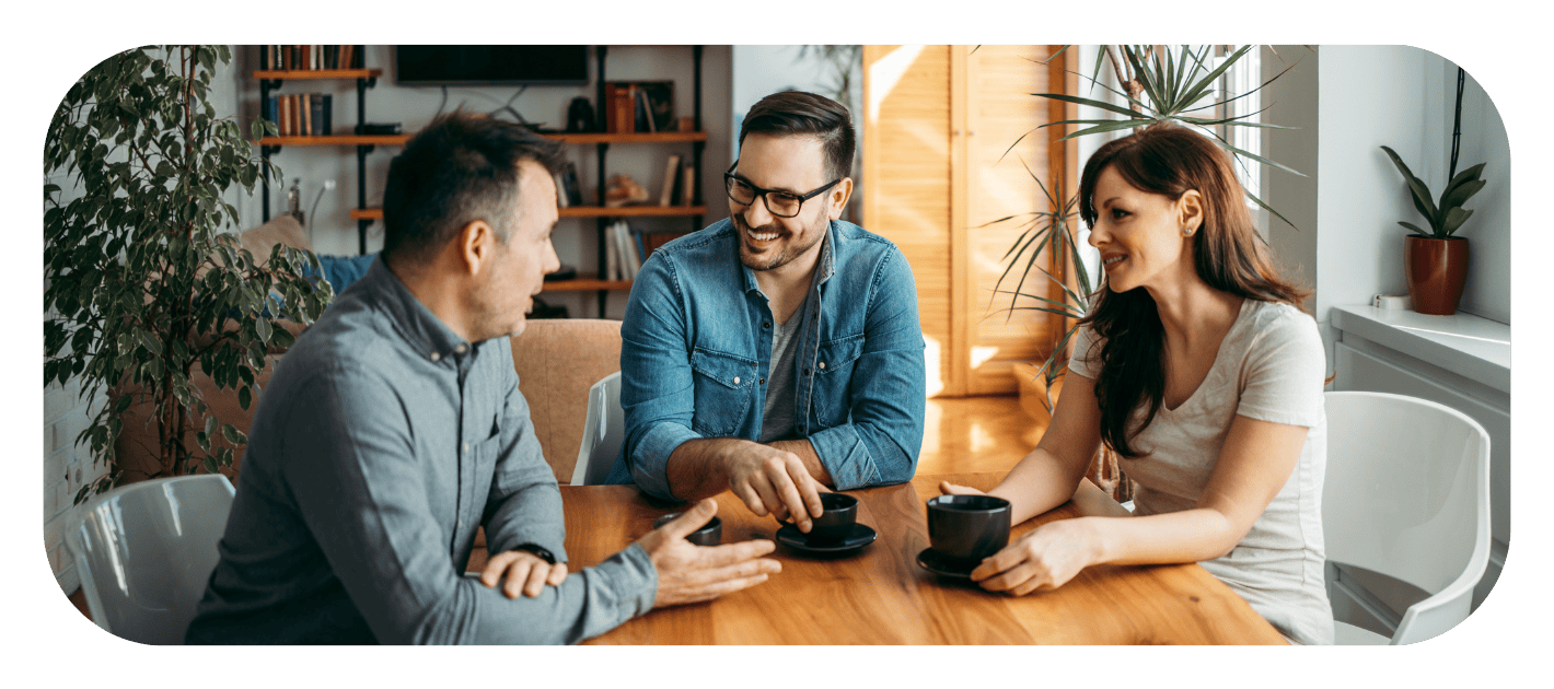 three person sitting